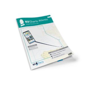 Mockup av NV Charts ATL1 sjøkart for English Channel til Vigo, kombi papir og digital