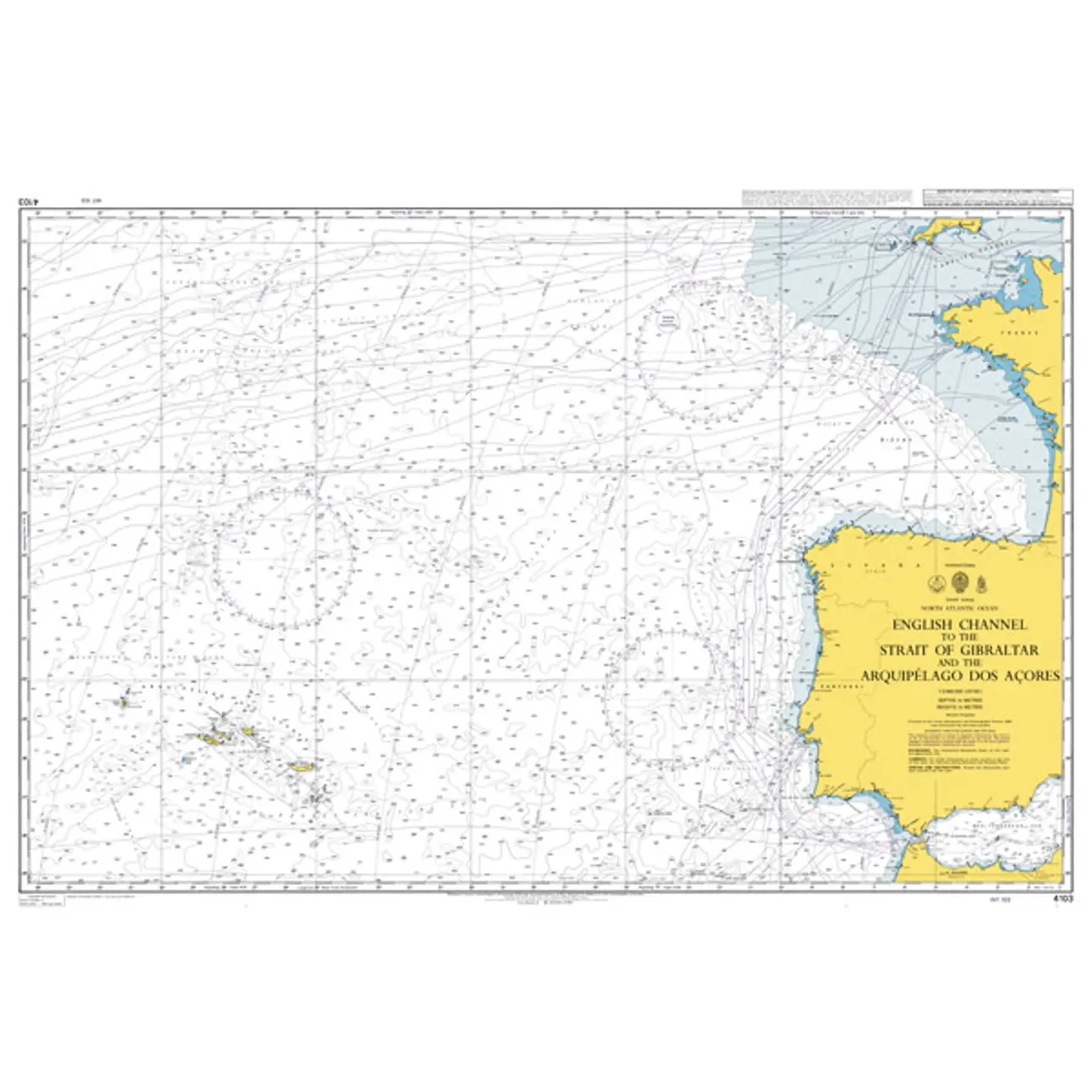 British Admiralty Chart 4103 English Channel to Strait of Gibraltar