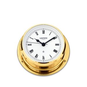 Wempe Skiff – Ship’s Clock 110 mm i polert messing (romertall)