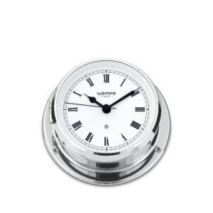 Wempe Skiff Ship’s Clock 110mm krom-belagt messing med romertall hvit urskive quartz.