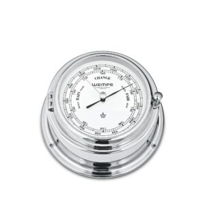 Wempe Bremen II barometer 150 mm krom-belagt messing hvit urskive mekanisk barometer.