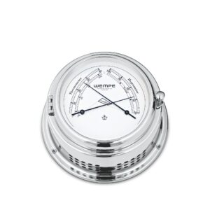 Wempe Bremen II Comfortmeter krom-belagt messing luftfuktighet temperatur maritim instrument.