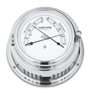 Wempe Bremen II Comfortmeter krom-belagt messing luftfuktighet temperatur maritim instrument.