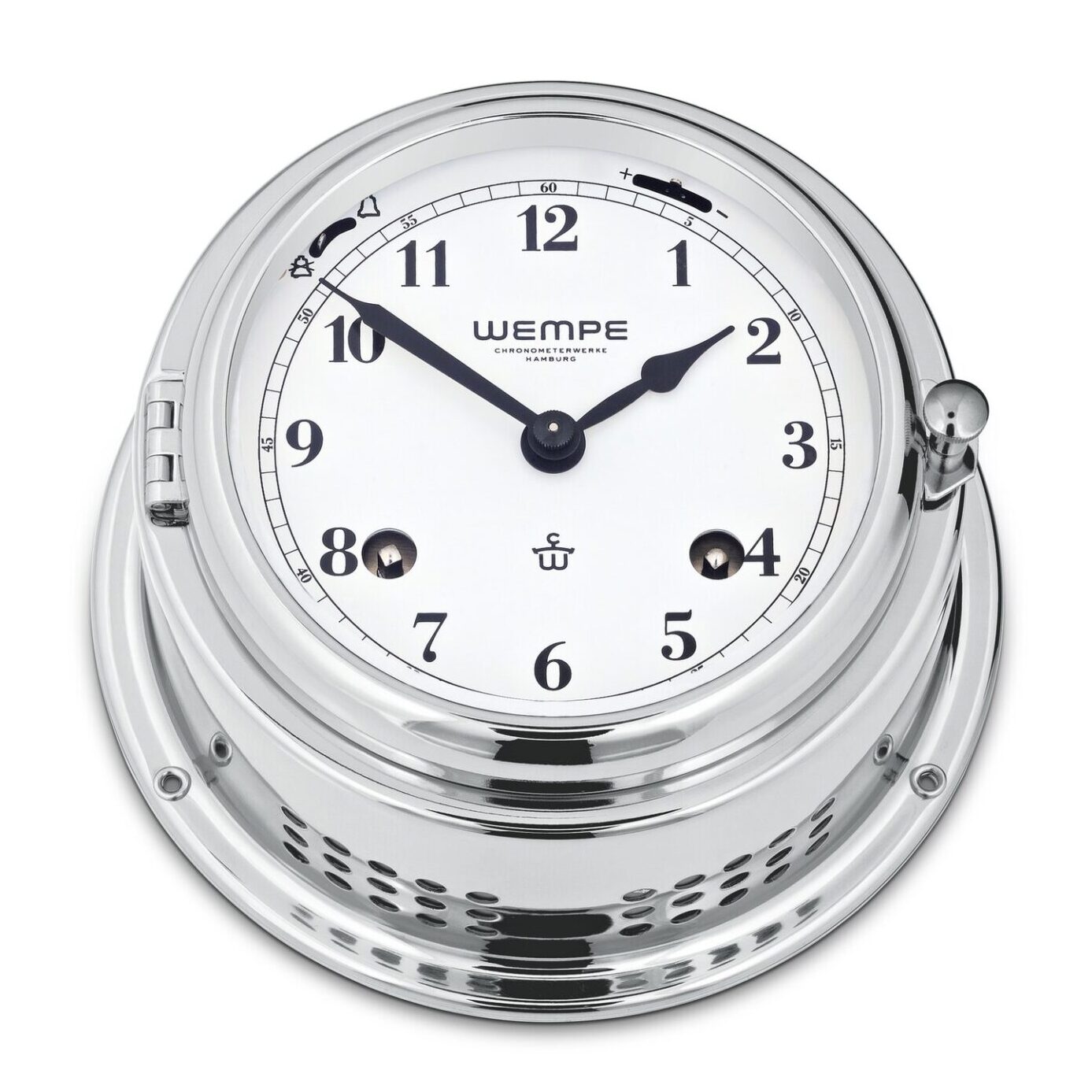 Wempe Bremen II – Striking Ship’s Clock 150 mm i krom-belagt messing (arabiske tall)