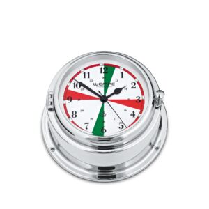 Wempe Bremen II Radio Room Ship’s Clock krom-belagt messing hvit urskive sektorindeks quartz.