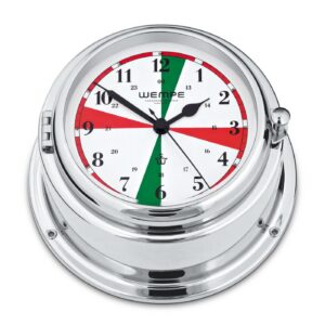 Wempe Bremen II Radio Room Ship’s Clock krom-belagt messing hvit urskive sektorindeks quartz.