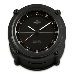 Wempe Navigator II skipsklokke 130 mm sort anodisert aluminium med luminova markører.