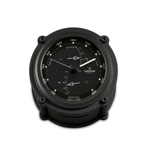 Wempe Navigator II 130mm barometer termometer hygrometer matt sort aluminium maritim instrument.