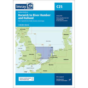 1️⃣2️⃣ Bilde-alt-tekst Imray C25 båtsportkart som dekker Harwich til River Humber og Nederland i Nordsjøen