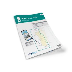 Mockup av NV Charts Italy IT4 sjøkart for Sardinias vestkyst