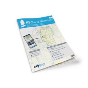 Mockup av NV Charts NL6 sjøkart for Waterkaart Nederland Noord (Friesland–Arnhem), kombi papir og digital
