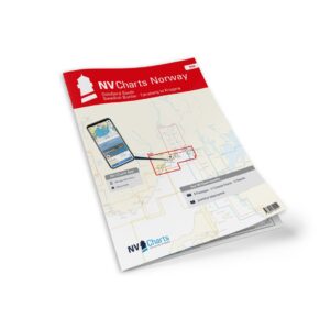 Mockup av NV Charts NO2 sjøkart for Oslofjord Sør fra svenskegrensen til Kragerø, kombi papir og digital