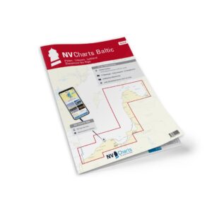 Mockup av NV Charts Baltic Region 6 sjøkart for Polen, Litauen og Latvia, kombi papir og digital