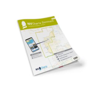 Mockup av NV Charts DK Serie 9 sjøkart for Hirtshals til Esbjerg og Limfjorden, kombi papir og digital