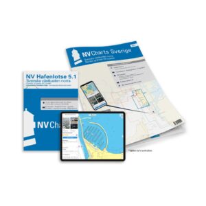 Mockup av NV Charts SE 5.1 sjøkart for nordlige deler av svenske vestkysten, kombi papir og digital