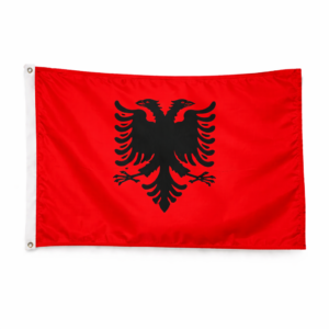 Albansk gjesteflagg i polyester, 30 × 19 cm, for seil- og motorbåt