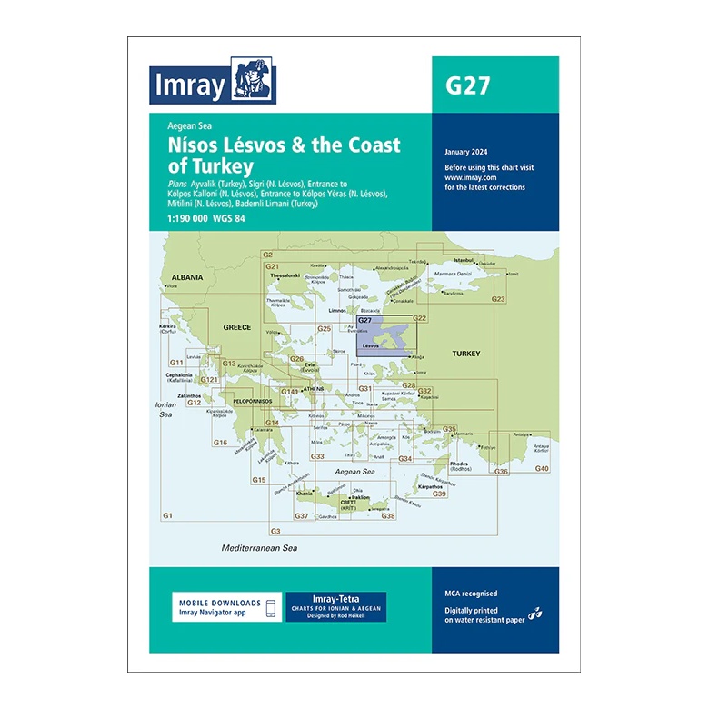 Imray sjøkart G27 Nísos Lésvos & the Coast of Turkey