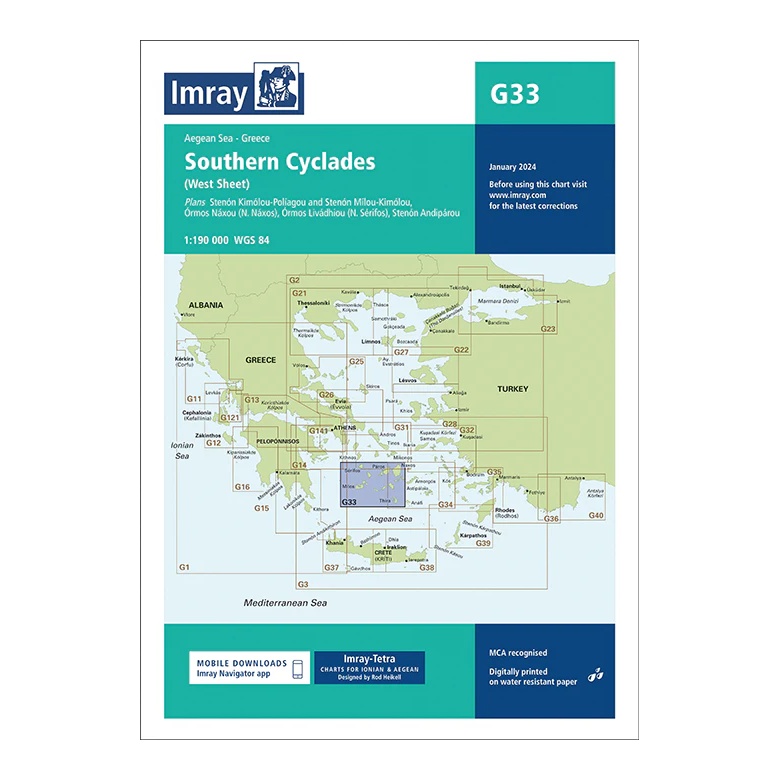 Imray sjøkart G33 Southern Cyclades West Sheet