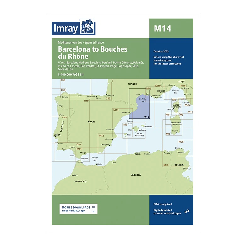 Imray sjøkart M14 Barcelona to Bouches du Rhône