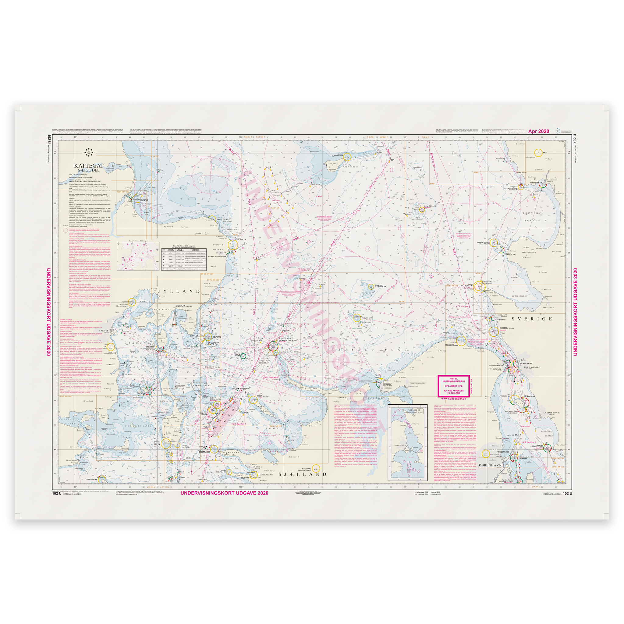 Offisielt undervisningskart Denmark Chart 102U fra Geodatastyrelsen