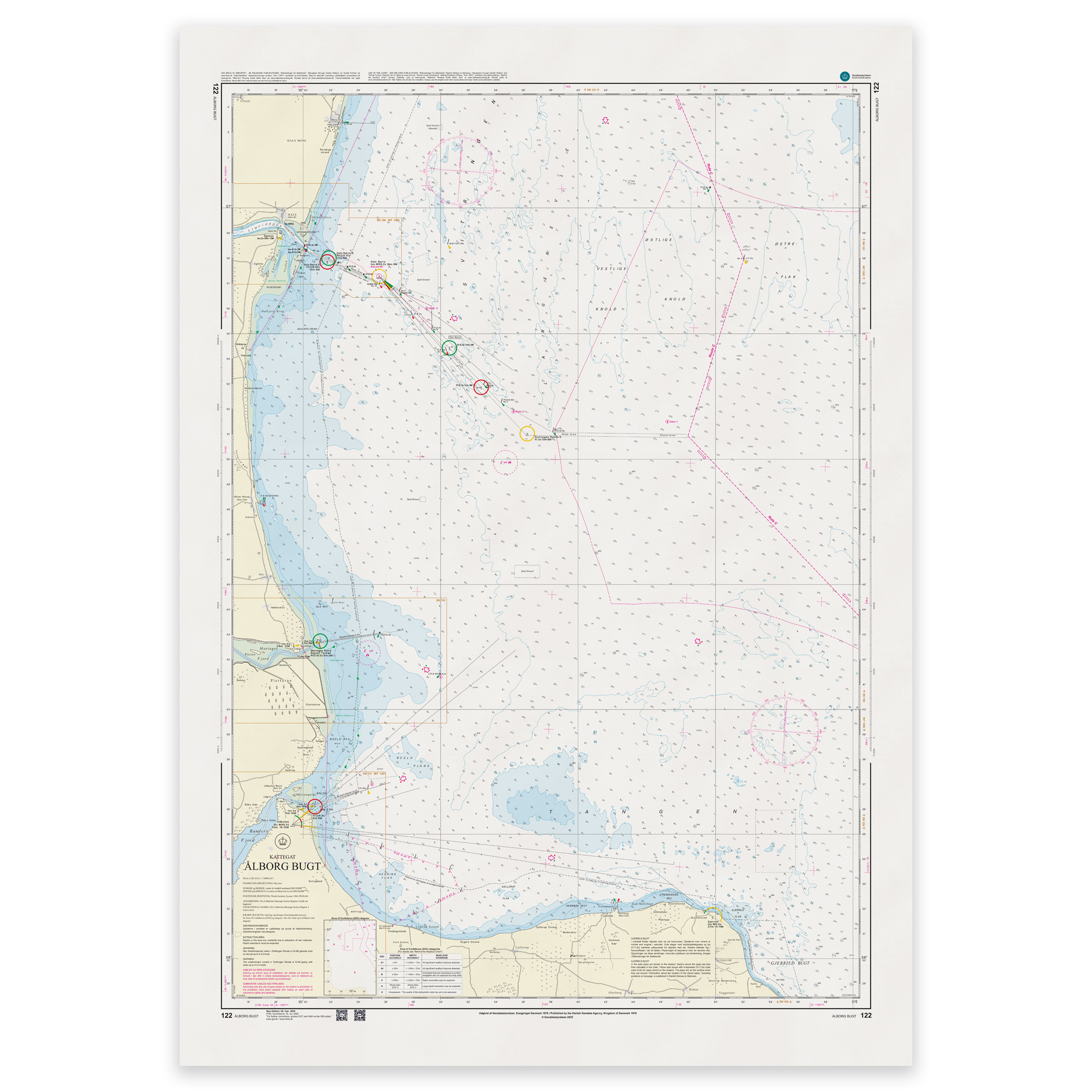 Offisielt sjøkart Denmark Chart 122 Kattegat Aalborg Bugt 1:75 000