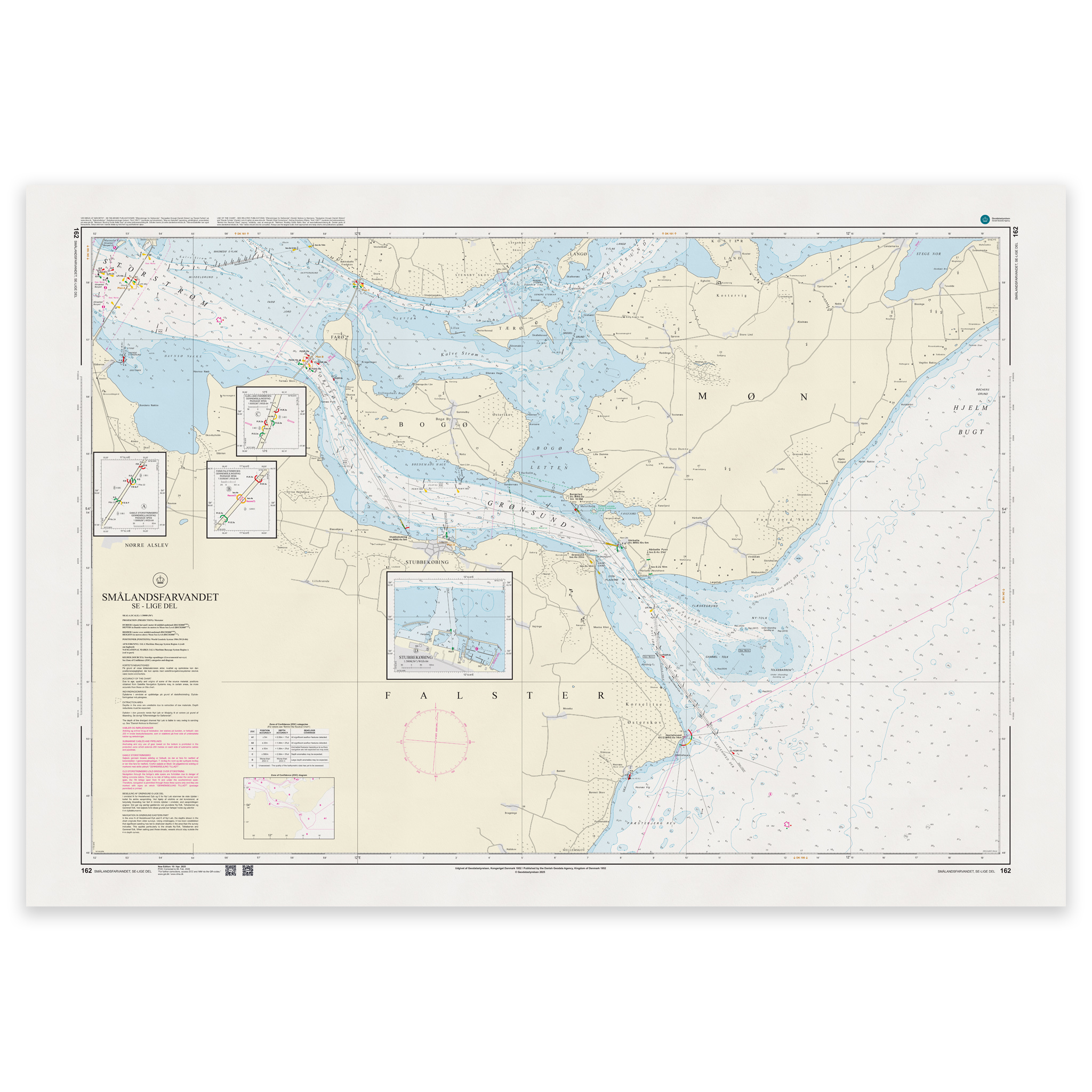 Offisielt sjøkart Denmark Chart 162 Smålandsfarvandet sørøstlige del 1:30 000