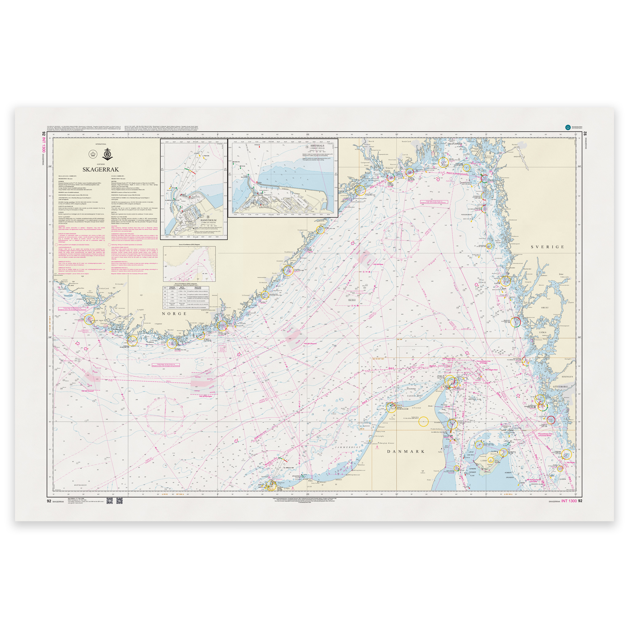 Offisielt sjøkart Denmark Chart 92 Skagerrak INT 1300 1:360 000