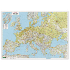 Fysisk veggkart over Europa i format 126 × 89,5 cm