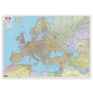 Politisk veggkart som viser Europa, Midtøsten og Sentral-Asia i format 127 × 90 cm