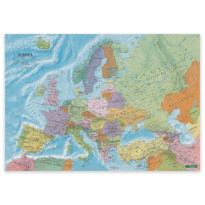 Politisk veggkart over Europa i format 100 × 70 cm
