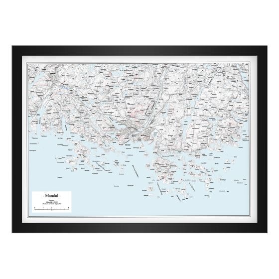 Veggkart over Mandal i målestokk 1:40 000 i plakatformat 70 × 50 cm