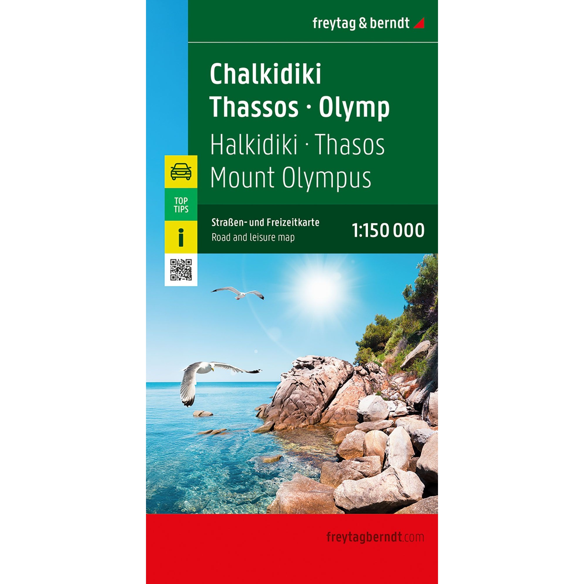 Veikart over Chalkidiki, Thassos og Olymp fra freytag & berndt