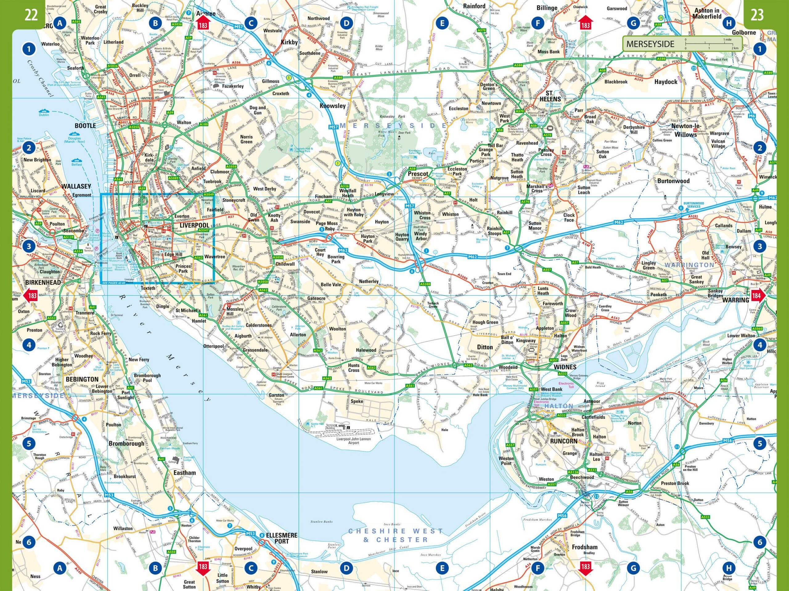 Bilatlas over Storbritannia og Nord-Irland 2026 i målestokk 1:200 000–1:266 000