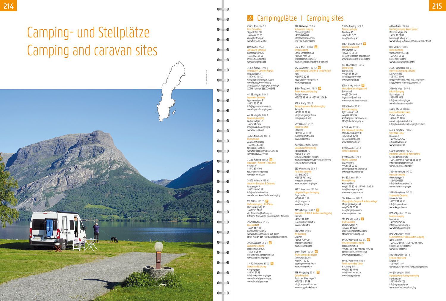 Bilatlas over Sverige med detaljert veinett og turistinformasjon