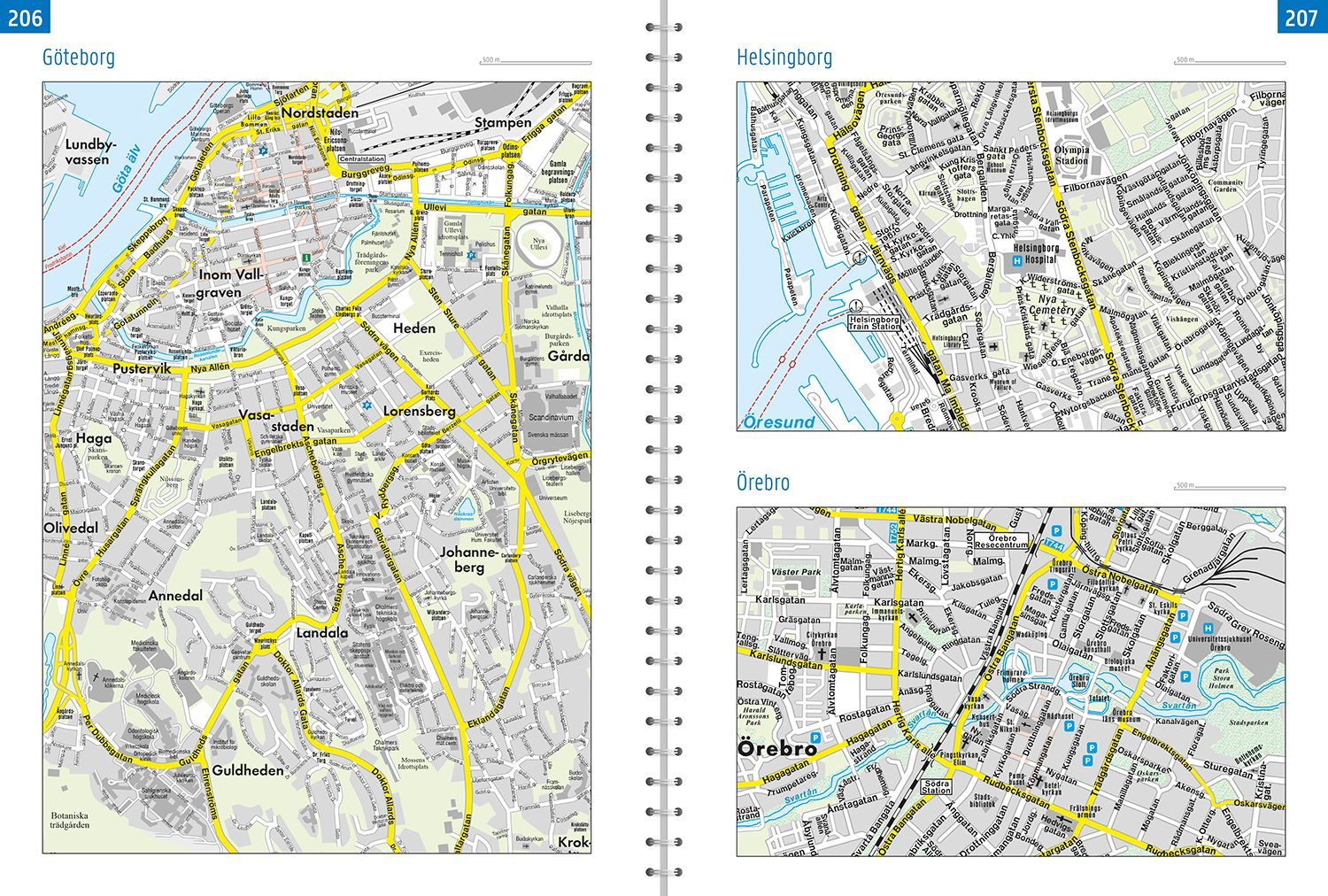 Bilatlas over Sverige med detaljert veinett og turistinformasjon