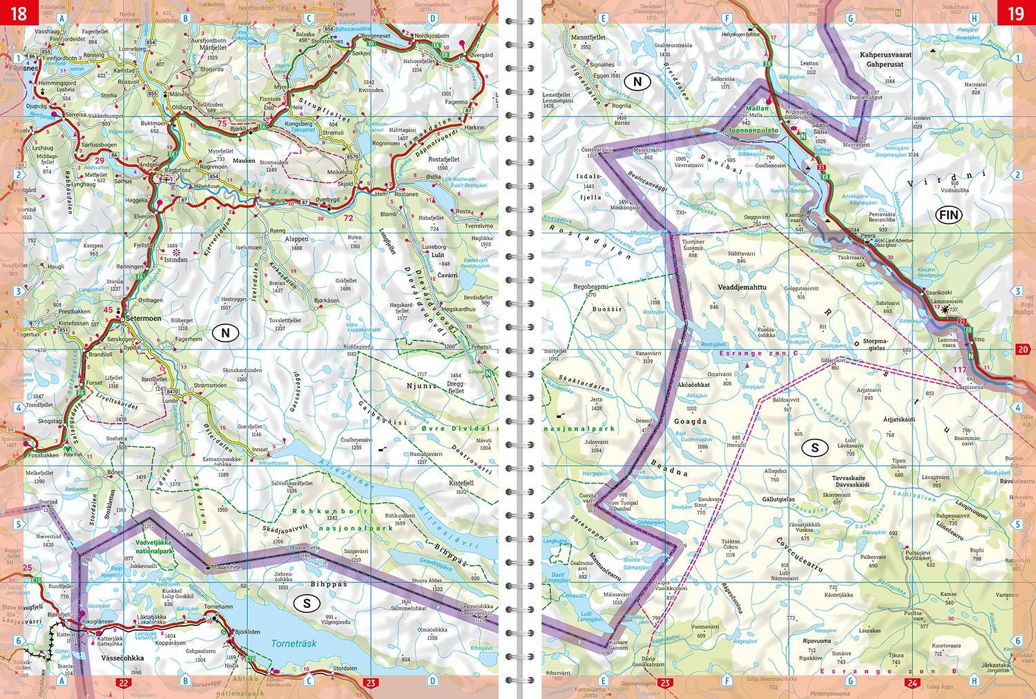 Bilatlas over Sverige med detaljert veinett og turistinformasjon