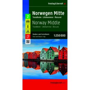 Veikart over Midt-Norge med Trondheim, Lillehammer og Ålesund