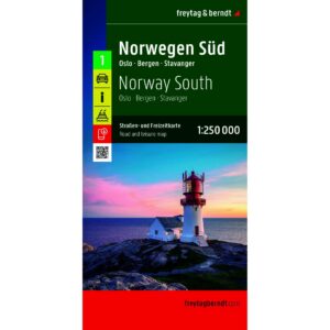 Veikart over Sør-Norge med Oslo, Bergen og Stavanger