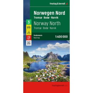 Veikart over Nord-Norge med Tromsø, Bodø og Narvik
