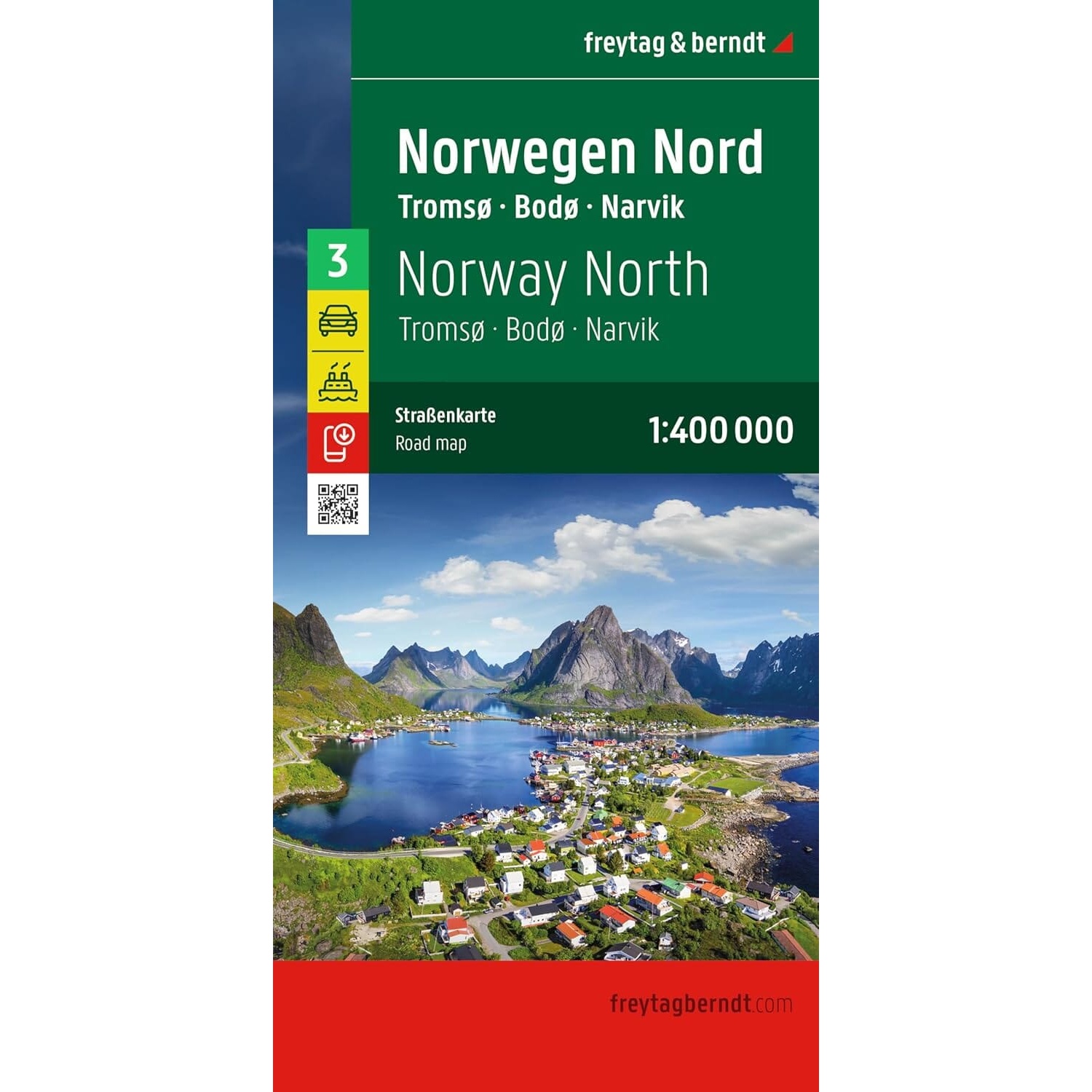 Veikart over Nord-Norge med Tromsø, Bodø og Narvik