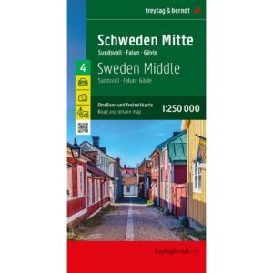 Forside av Midt-Sverige veikart 1:250 000 som dekker Sundsvall, Falun og Gävle