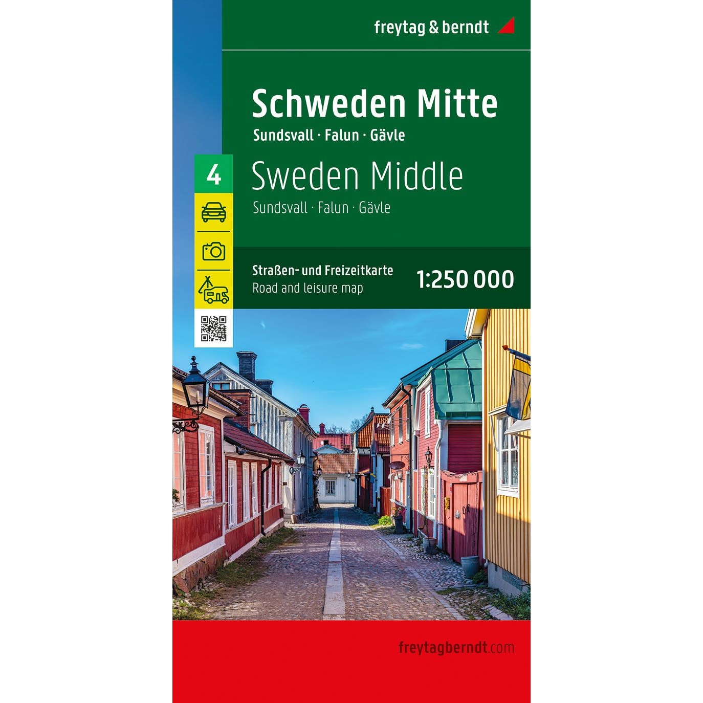 Forside av Midt-Sverige veikart 1:250 000 som dekker Sundsvall, Falun og Gävle
