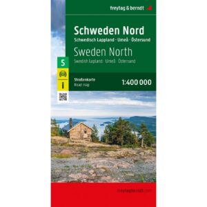 Forside av Nord-Sverige veikart 1:400 000 som dekker Lappland, Umeå og Östersund