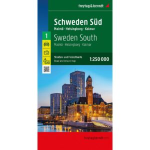 Forside av Sør-Sverige veikart 1:250 000 som dekker Malmö, Helsingborg og Kalmar