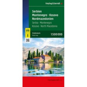 Veikart over Serbia, Montenegro, Kosovo og Nord-Makedonia fra freytag & berndt