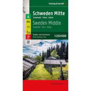 Forside av Midt-Sverige veikart 1:250 000 som dekker Sundsvall, Falun og Gävle