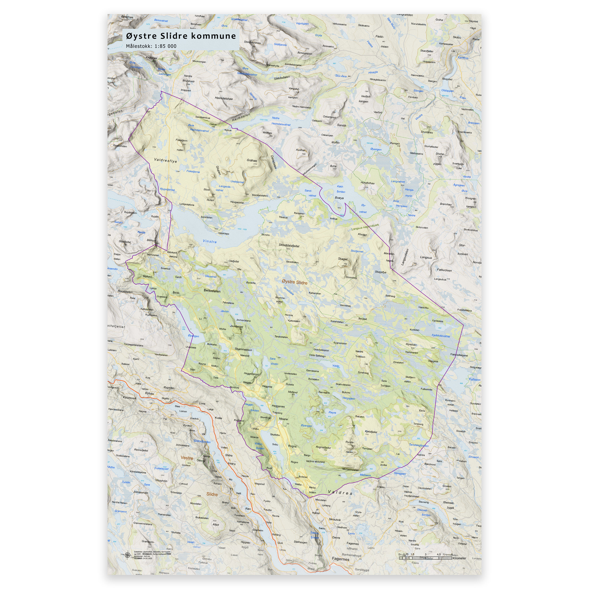 Wall map - Øystre Slidre municipality - Image 15