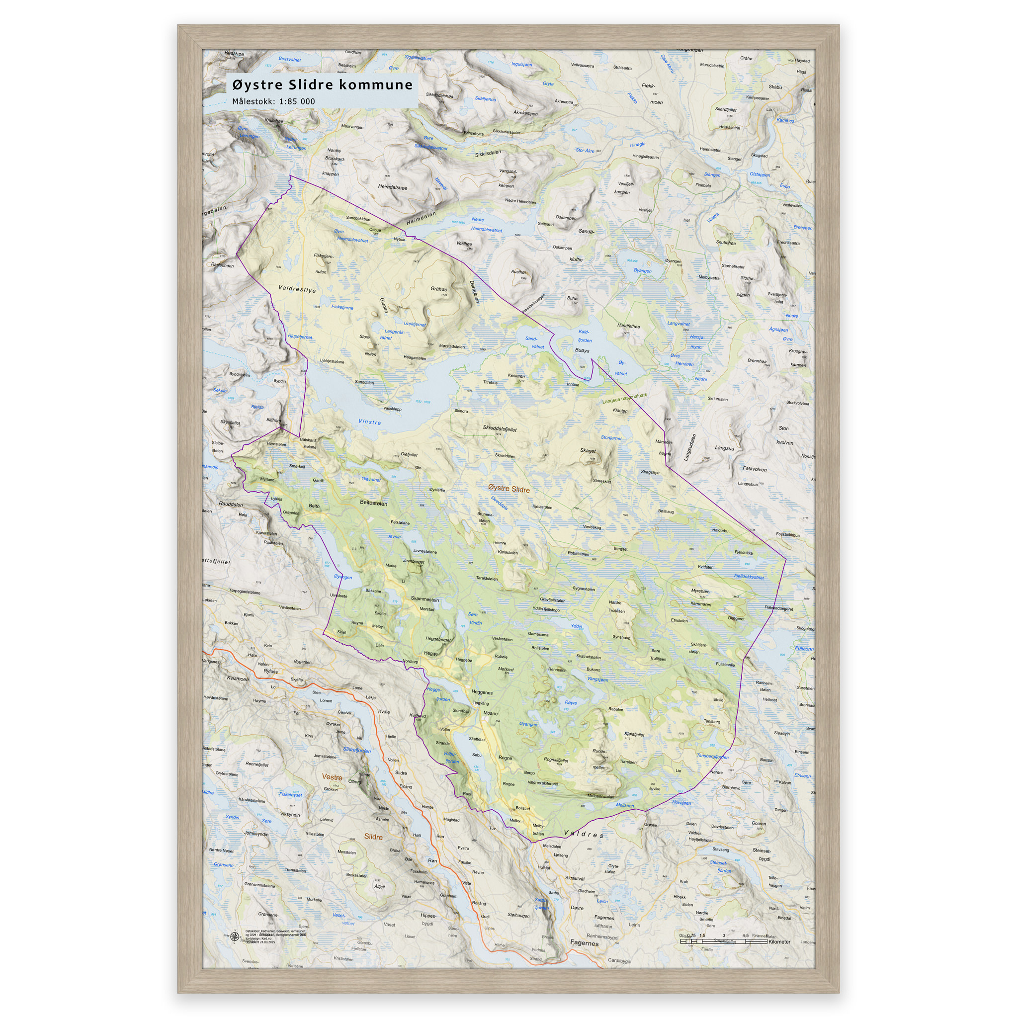 Wall map - Øystre Slidre municipality - Image 14
