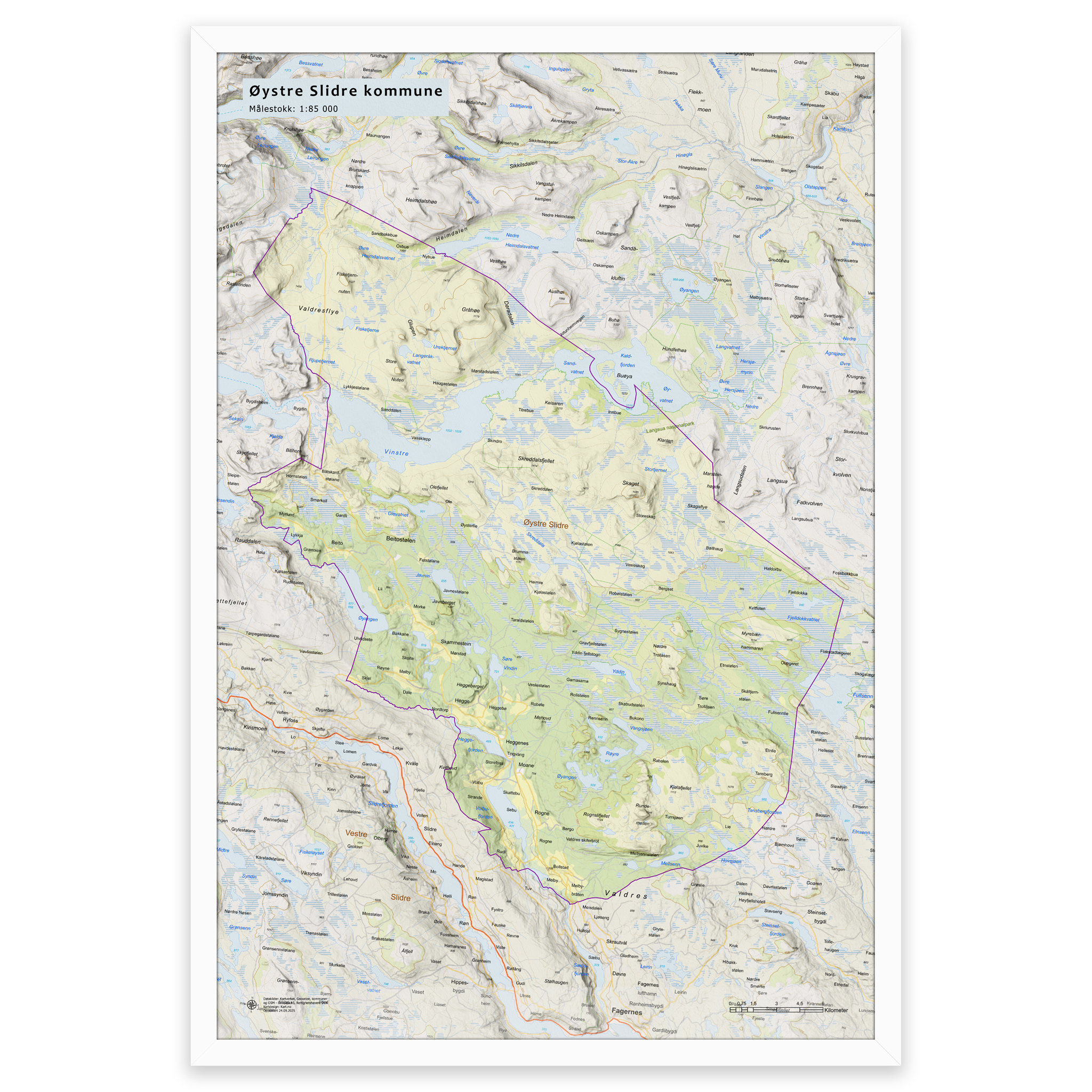 Wall map - Øystre Slidre municipality - Image 13