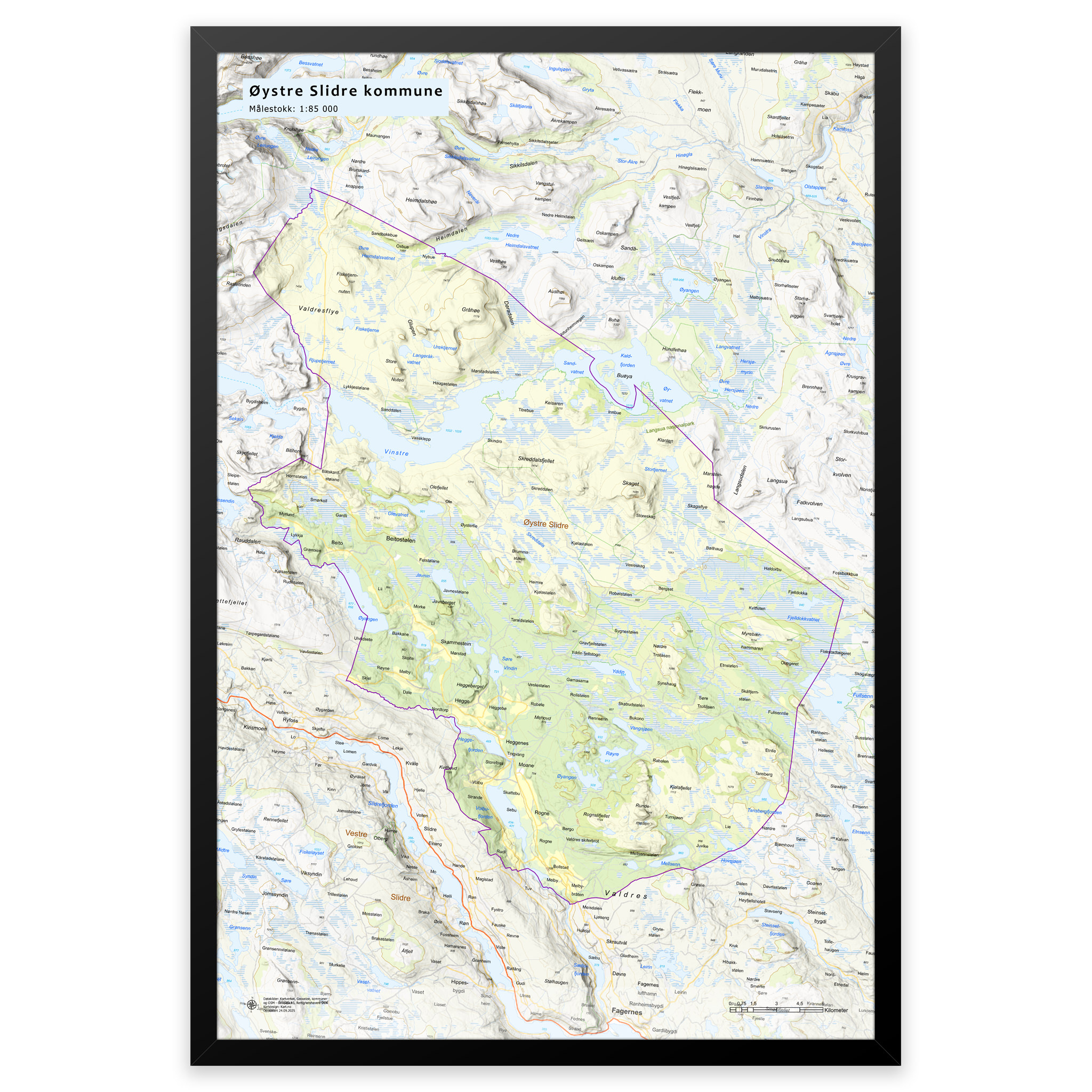 Wall map - Øystre Slidre municipality - Image 12